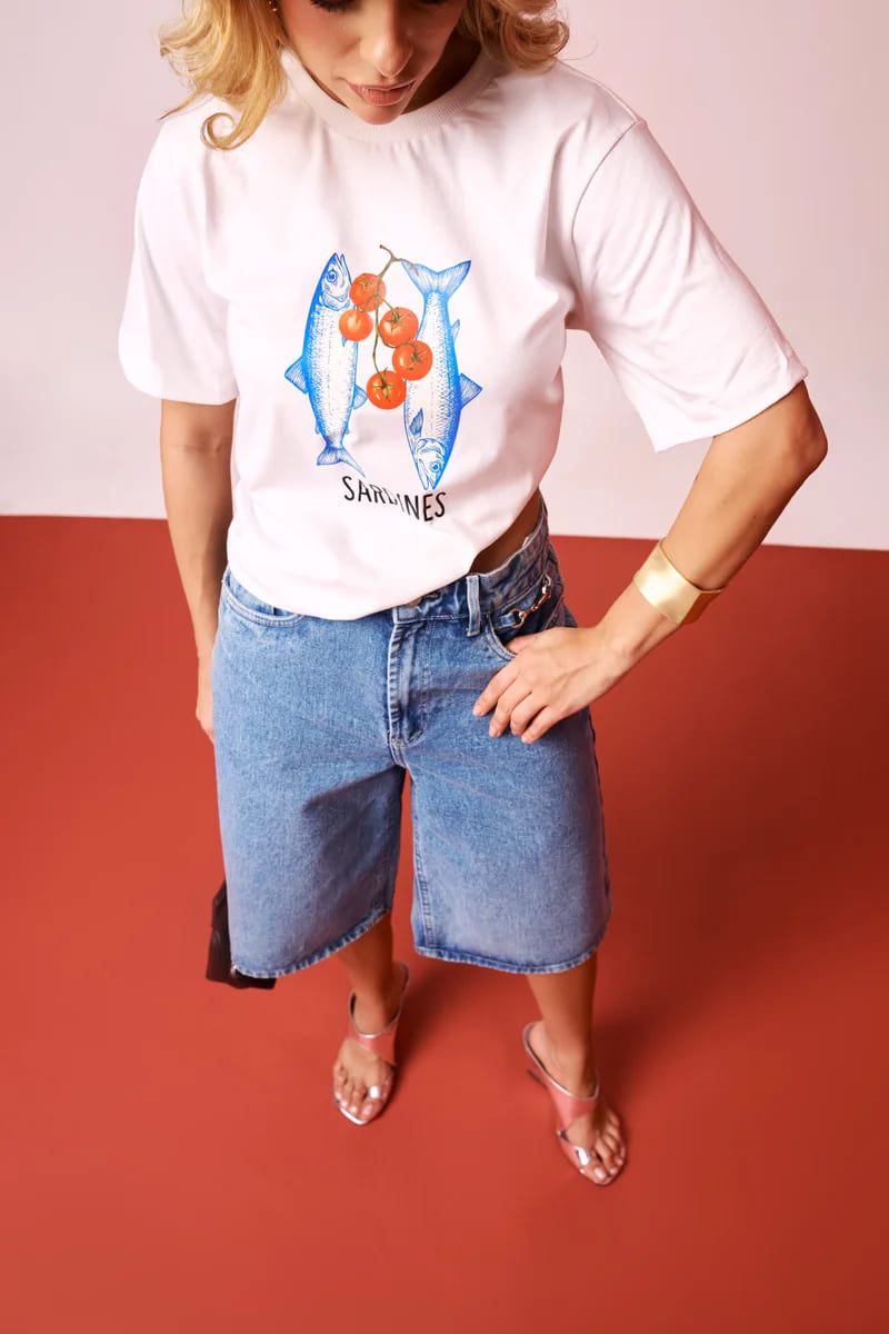 Blusa Algodão “classe A” T-Shirt Sardines