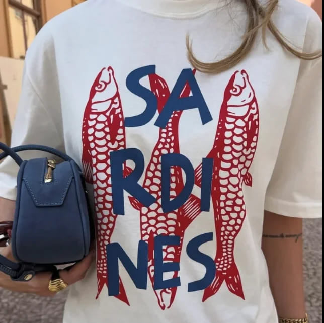 Blusa Algodão “classe A”T-Shirt “Sardines ‘’