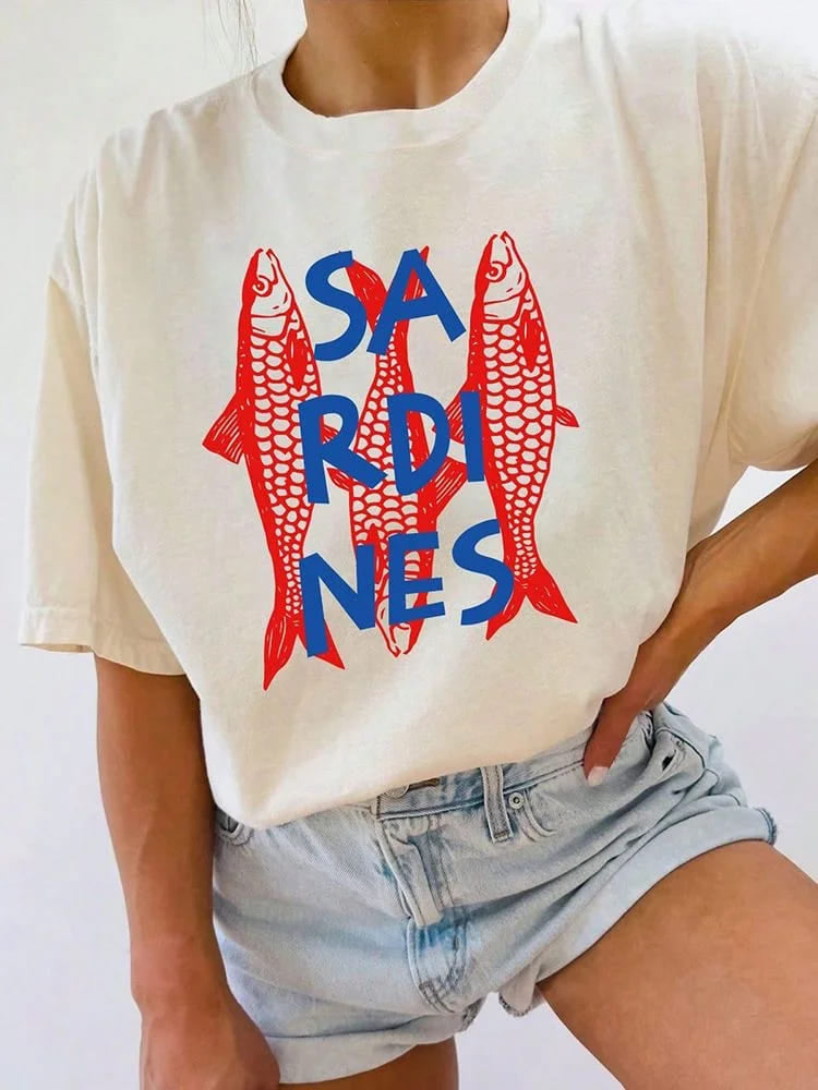 Blusa Algodão “classe A”T-Shirt “Sardines ‘’