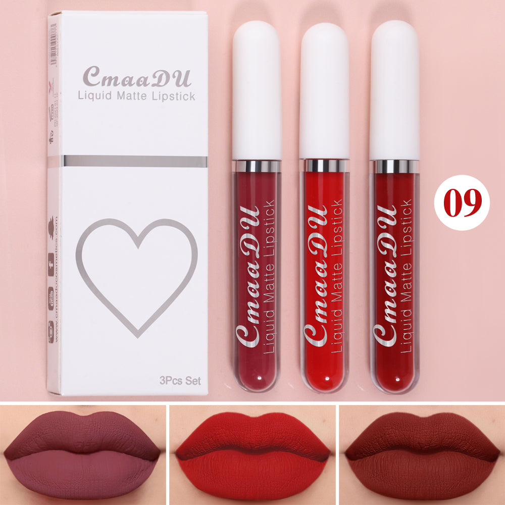 3 Pcs Lip Gloss Batom Longa Duração À Prova d'Água